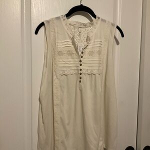 Maurices Ivory Button-Front Lace Blouse